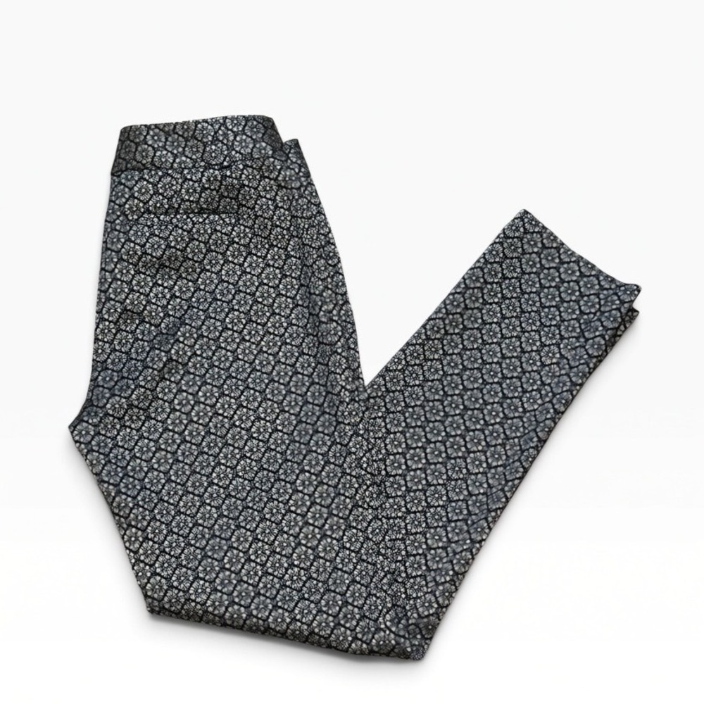 Banana Republic Camden Pant Womens 2 Black Silver EUC Metallic Jacquard Brocade